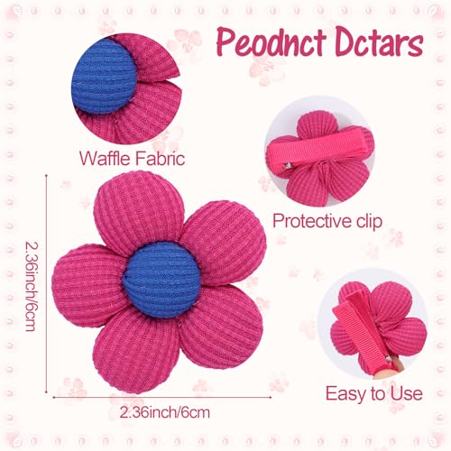 TOKUFAGU 10PCS Girl Hair Bows with Alligator Clips - Rainbow Flower Hair Accessories for Toddler & Kids (Green, Orange, Hotpink, Sapphire Blue, Yellow)