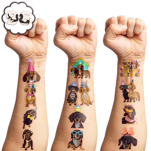 Dachshund Dog Birthday Party Decorations - 108 Temporary Tattoos Supplies