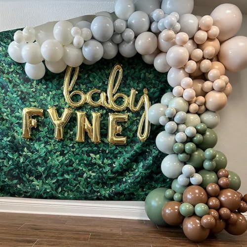 60PCS Dinosaur Safari Balloons Set - Sage Green & Brown Party Decor