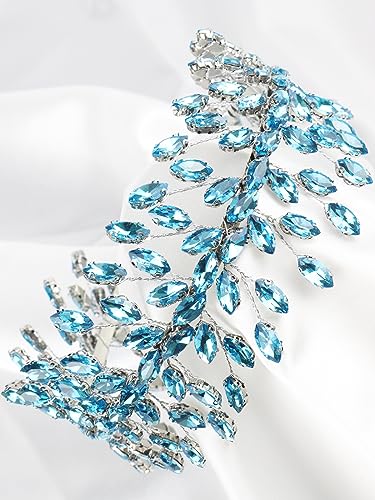 Light Blue Rhinestone Headband for Bride - Luxurious Hair Accessory
