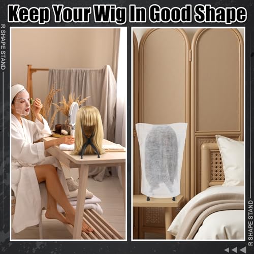 ProSuites Wig Stand Set with Dust Bags - 2 Pack Portable Wig Holders