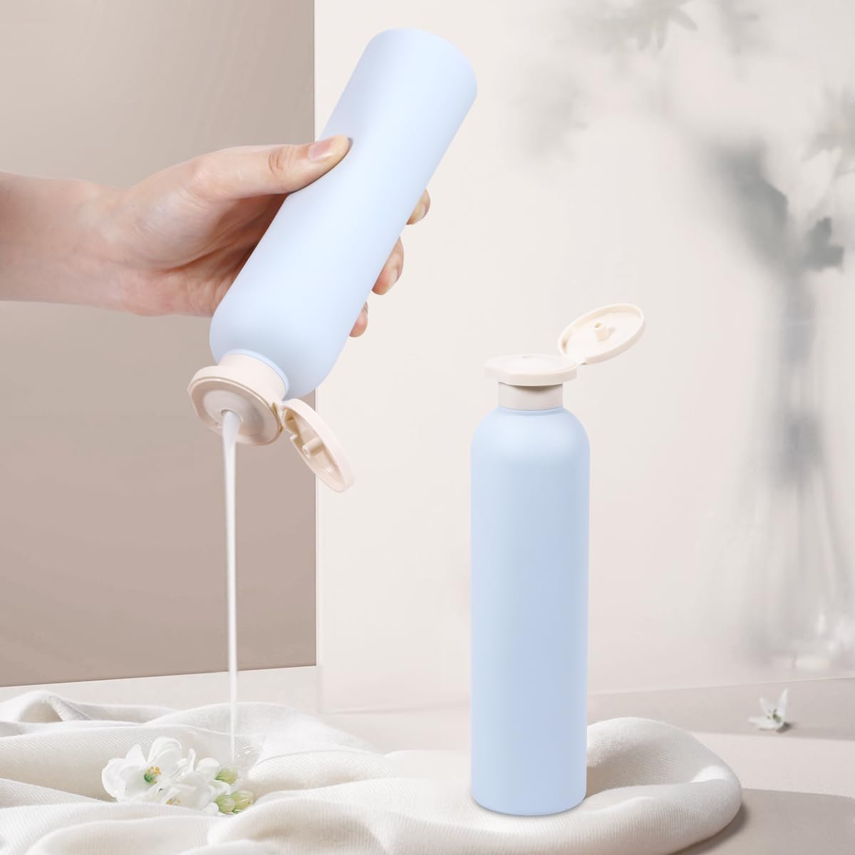 Travel Refillable Shampoo Bottles - 8.8 oz Empty Squeeze Containers for Liquids | 4 Pack