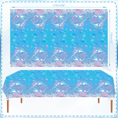 Dolphin Themed Party Tablecloths - 4 Pack, 52x86 Inch