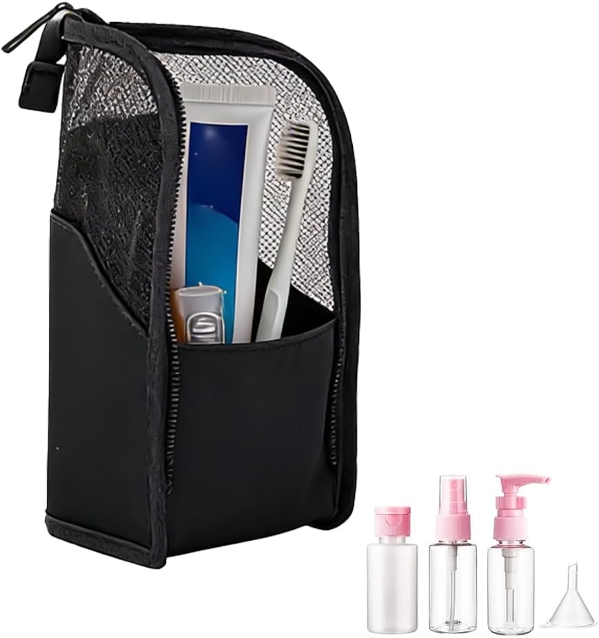 Portable Lightweight EVA Mesh Toiletry Bag - Large Capacity, Water-Resistant & Foldable Design | Black