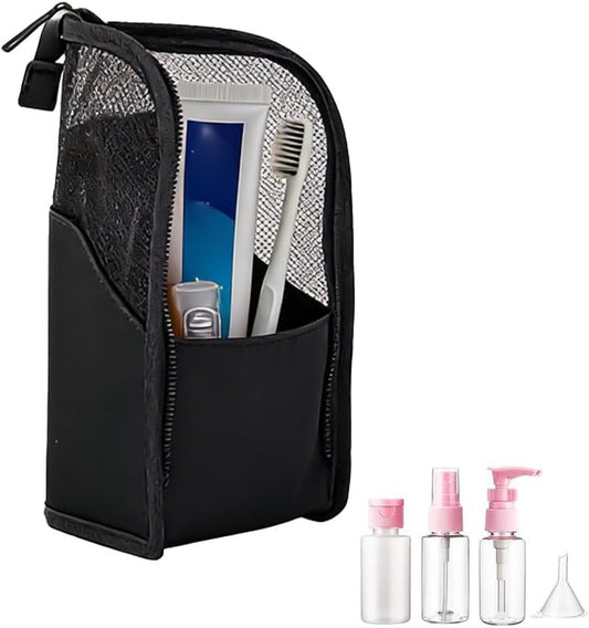 Portable Lightweight EVA Mesh Toiletry Bag - Large Capacity, Water-Resistant & Foldable Design | Black