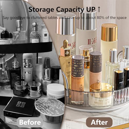 360 Rotating Makeup Organizer - 1-Tier Spinning Cosmetics Rack, Smoky Grey