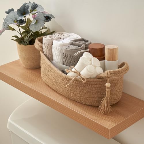 Boho Jute Toilet Paper Basket with Tassel - Stylish Bathroom Organizer