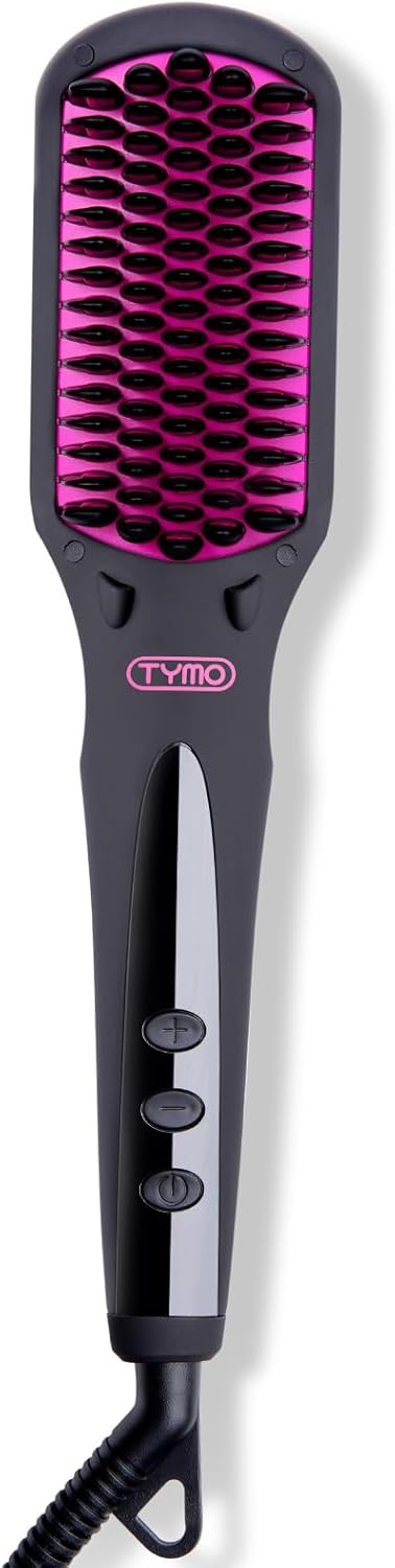 Tymo Ionic Hair Straightener Brush - One-Step Frizz-Free Styling, 16 Temp Settings, LCD Display | Dual Voltage Hot Comb