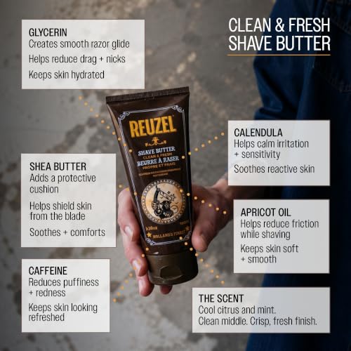 REUZEL Clean & Fresh Shave Butter – Ultra-Slick Vegan Shaving Cream 3.38oz