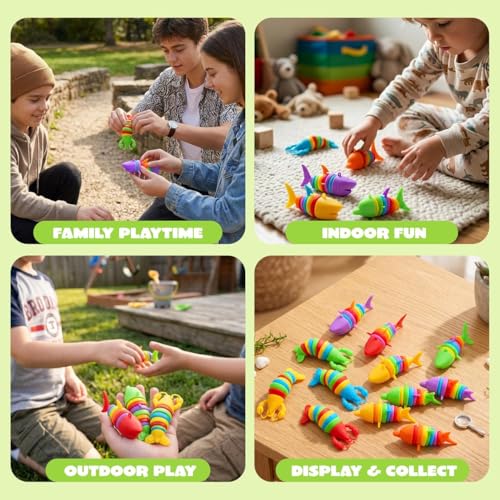 JOYIN 12Pcs Sensory Slug Fidget Toys Set for Kids - Marine Animal Designs