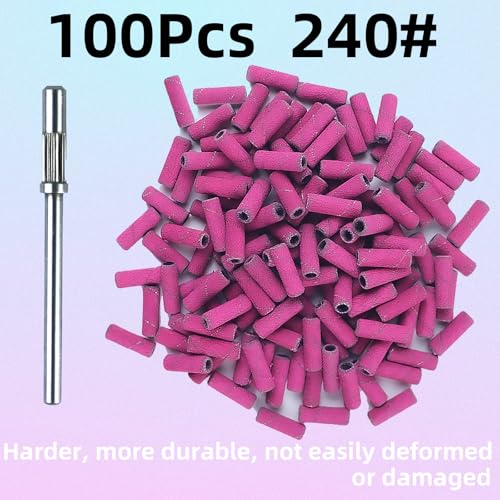 100 Pcs 240 Grit Pink Mini Sanding Bands for Nail Drills