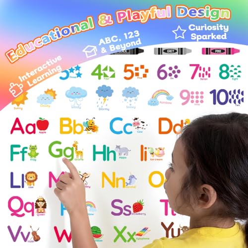AOWDIAO Educational Wall Decals for Kids - Alphabet, Numbers & Animals