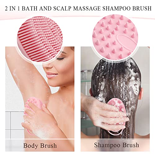 Silicone Body Scrubber 2-Pack - Exfoliating Shower Brush & Scalp Massager
