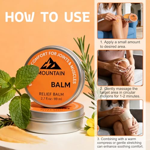 Mountain 3x Natural Joint Relief Balm - Soothing Massage Cream, 2 Pack