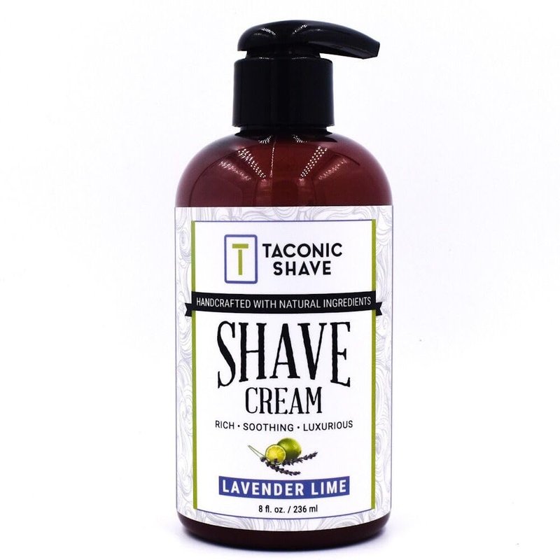 Taconic Shave, Natural Shaving Cream – Lavender Lime - Ultra-Rich High Lather Formula – Natural Shave Cream for Men & Women in 8 oz. Pump Bottle – Scented Shaving Cream
