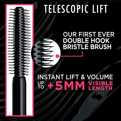 L'Oreal Paris Telescopic Lift Mascara - Lengthening & Volumizing, 36HR Wear, Black Brown