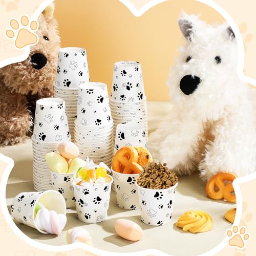 Yungyan 100 Pcs Disposable Mini Pup Cups with Paw Print Design