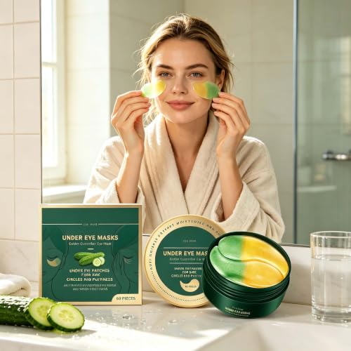 MildMane Gold Cucumber Hydrogel Eye Patches - 60 Pairs for Dark Circles