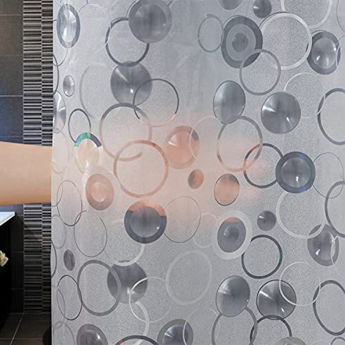 AooHome 72x78 Inch EVA Shower Curtain Liner - 3D Circle Pattern, Water Repellent with Hooks & Magnets