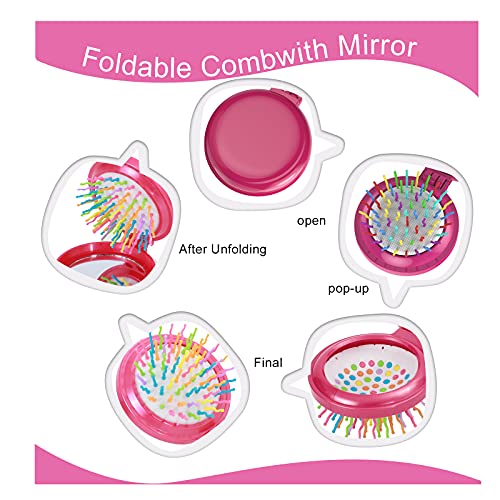 ONLYFU 18 Pcs Mini Portable Folding Travel Hair Brush with Mirror