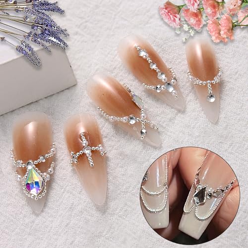 3D Nail Beads Set with Magnet Picker Tool - Gold & Silver Caviar Beads