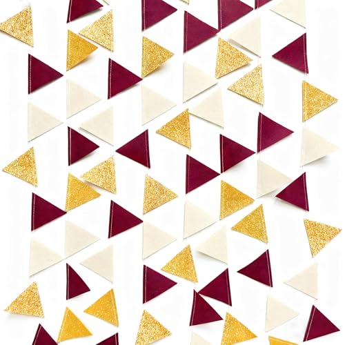 Maroon Gold Mini Bunting Banner - Felt Triangle Flag for Parties