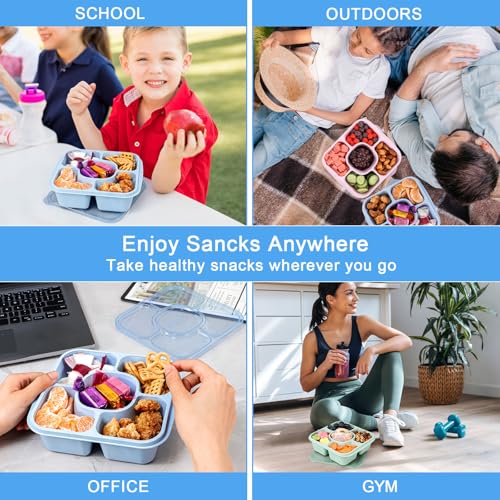 Caperci 5-Compartment Snack Containers - Eco-Friendly Bento Box Set