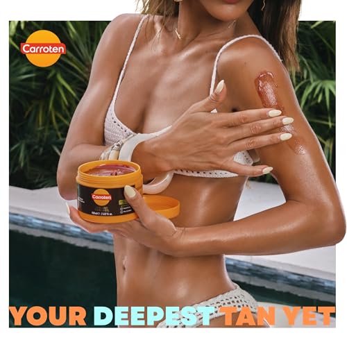 Carroten Intensive Tanning Gel | Browning Tan Accelerator | Non-Greasy, Water-Resistant with Carrot and Coconut Oil | Vitamin A & E For Moisture & Hydration | Made in Greece | 5 oz + Spatula