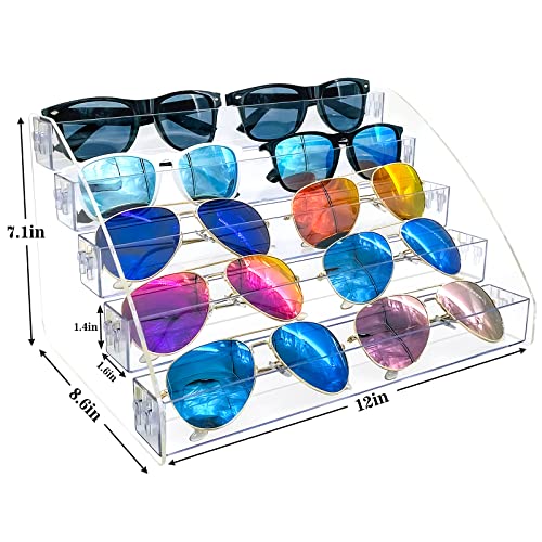MineSign 5-Tier Clear Sunglasses Organizer Display Case for Eyeglasses
