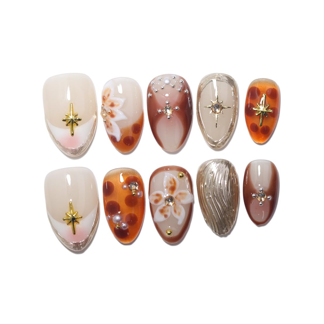 Handmade Press On Nails - Nude Pink Glitter French Tips | 10 Pcs Reusable & Easy to Apply