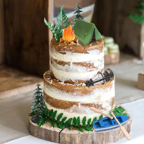 Camping Cake Decorations Set - 9 Forest Themed Toppers