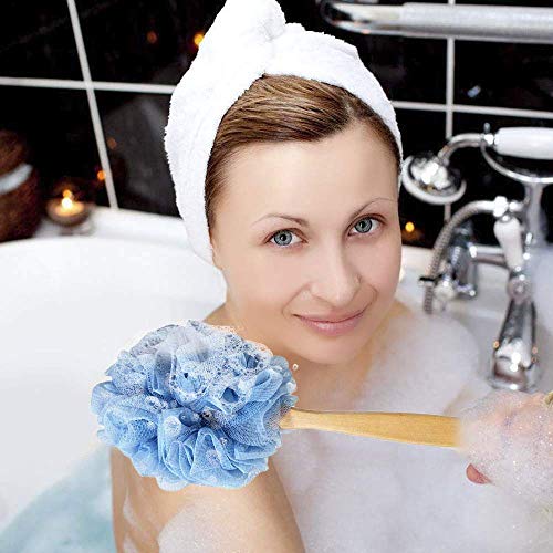 RASDDER Back Scrubber with Loofah Sponge - Long Handle Bath Brush