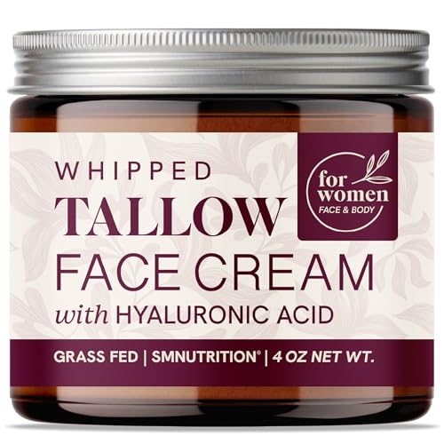 SMNutrition 4oz Beef Tallow Face Moisturizer with Hyaluronic Acid & Jojoba Oil