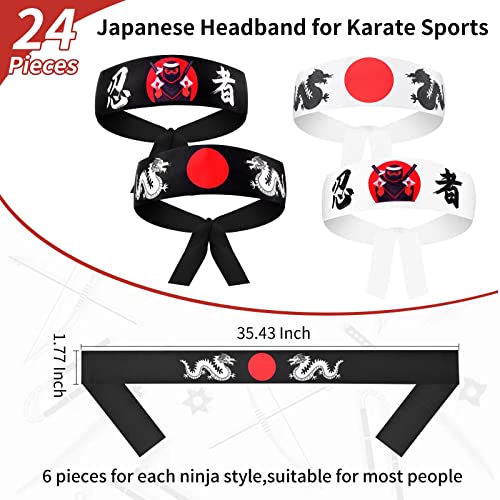 24-Piece Japanese Headband Set for Samurai & Ninja Costumes
