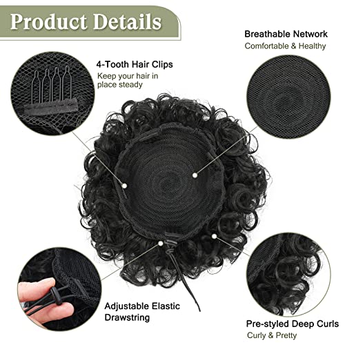 Oseti Black Messy Curly Hair Bun Extension for Women - Clip-On Ponytail