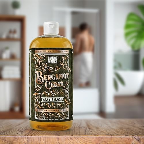 BAMBOO AND BIRCH Castile Soap Liquid, Bergamot Cedar, 32 oz Body Wash