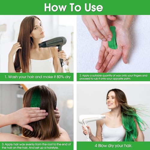 Zuaooz Green Temporary Hair Color Wax Kit for Kids & Teens, Washable DIY Hair Dye, Fun Hairstyles & Gifts