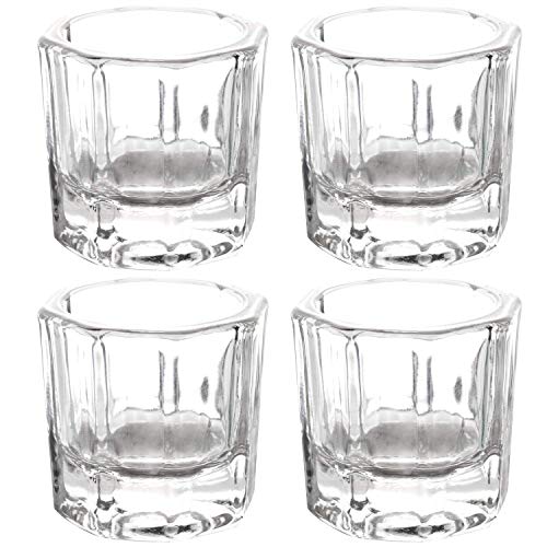 4 Pieces Acrylic Nail Dappen Dishes with No Lids - Monomer & Powder Mixing Bowls for Nail Art