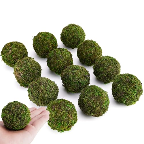 12-Pack Decorative Moss Balls - 2” Bowl Fillers for Centerpieces