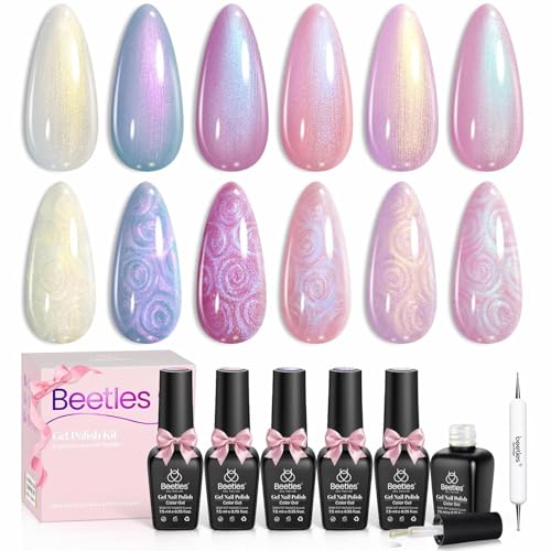 Beetles Pearl Gel Nail Polish Set – 6 Shimmer Colors for DIY Nail Art