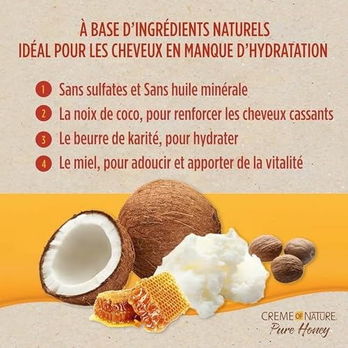 Creme of Nature Curl Cream with Honey & Coconut Oil for Curly Hair - Moisture & Frizz Control