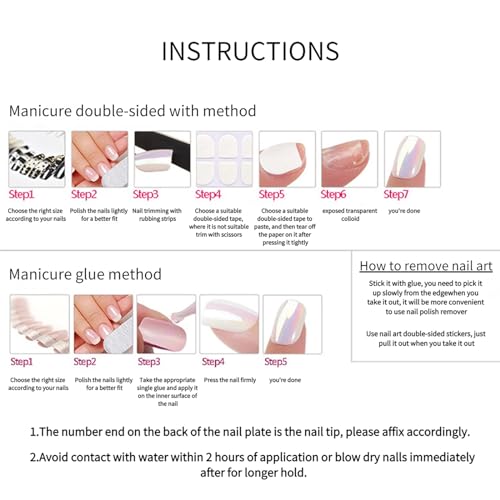 RTKHFZE Style16 Long Square Gold Glitter French Tip Fake Nails with Flowers & Rhinestones - Press On Nails for Women