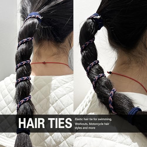LOTMIAI 2 Pack 25-Inch Braided Elastic Hair Ties for Sports & Active Use, Multi-Color