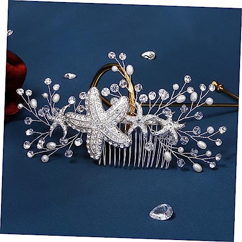 FRCOLOR Starfish Rhinestone Hair Comb with Pearls for Weddings