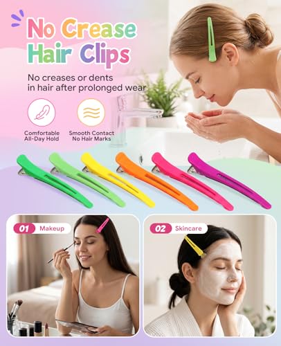 AMIZO No-Crease Hair Clips, 12PCS, 4.3 Inch Multicolored