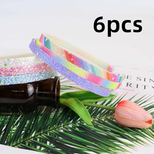 TKYPZY 6 Pack Glitter Headbands - Colorful Non-Slip Hair Accessories