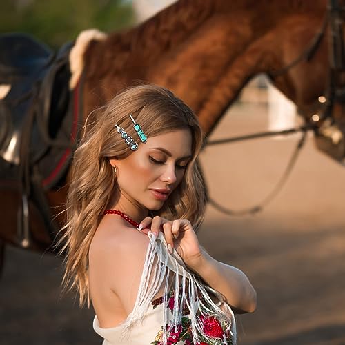 Western Turquoise Hair Pins Set of 12 - Boho Cowgirl Bobby Clips