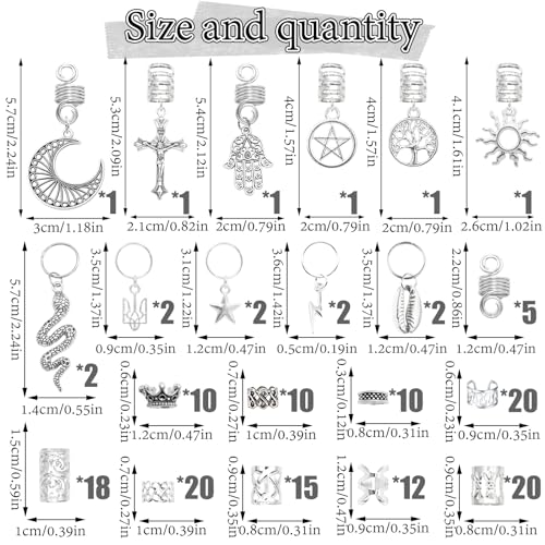 NAISKA Viking Hair Jewelry Set - 186 Pcs Norse Beads & Cuffs