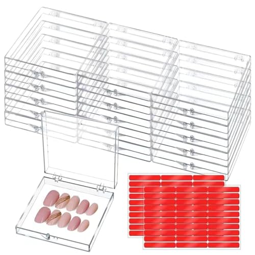 CloudTrip 15 Pcs Clear Acrylic Press-On Nail Packaging Boxes with Tabs
