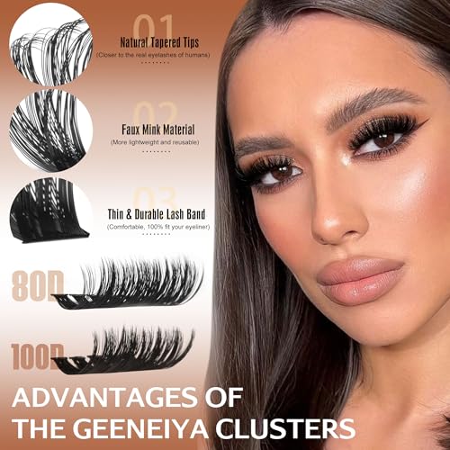 Geeneiya White Lash Bond & Seal Kit with Cluster Lashes 10-16mm DIY Eyelash Extensions